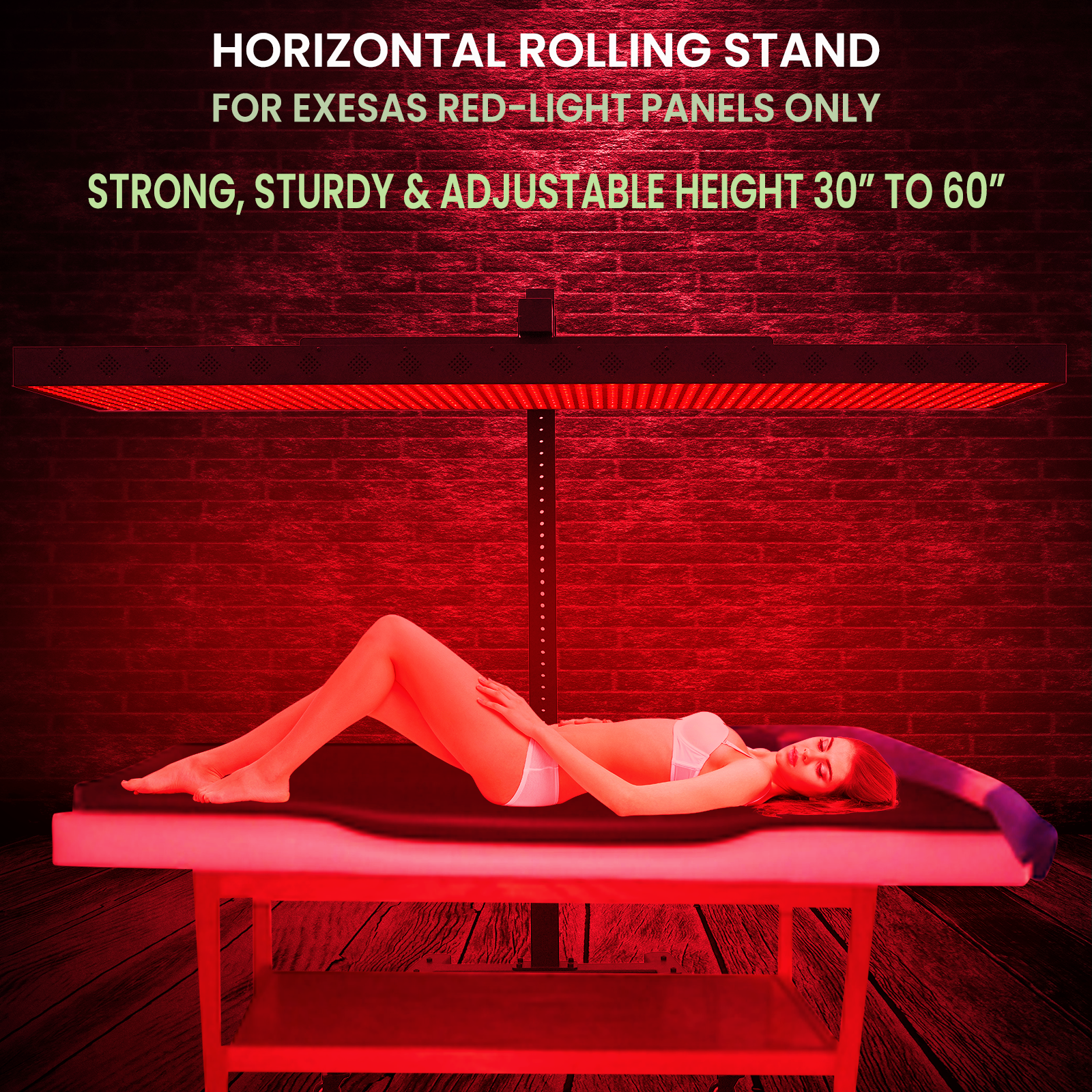 EXESAS Horizontal Rolling Stand for EXESAS Red Light Therapy Panels, Compatible only with EXESAS Panels. (Stand Only, Panel Sold Separately)