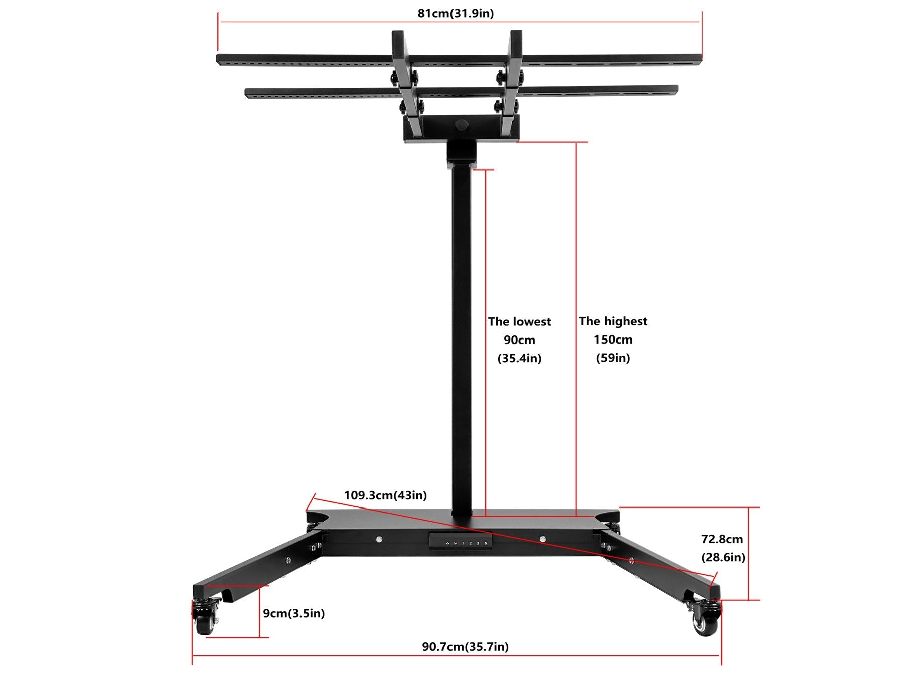 EXESAS Horizontal/Vertical Powered Automatic Rolling Stand for EXESAS Red Light Therapy Panels, Auto Height Adjustment, (Panel Sold Separately)