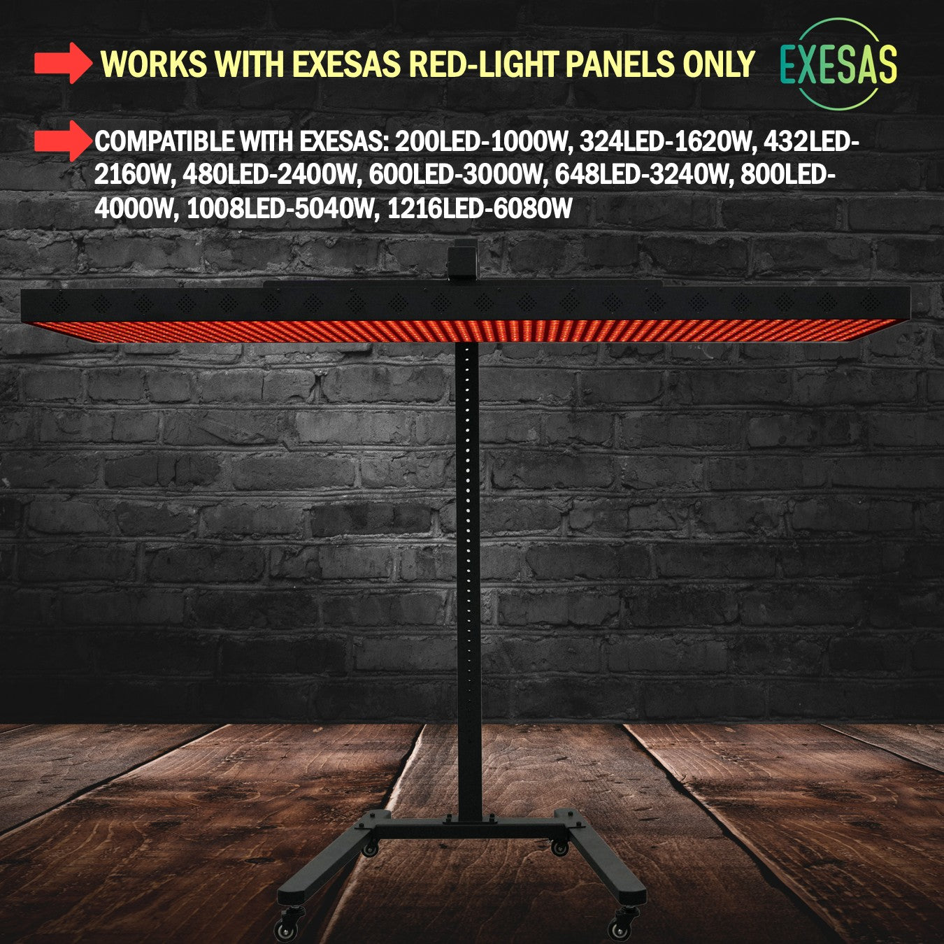 EXESAS Horizontal Rolling Stand for EXESAS Red Light Therapy Panels, Compatible only with EXESAS Panels. (Stand Only, Panel Sold Separately)